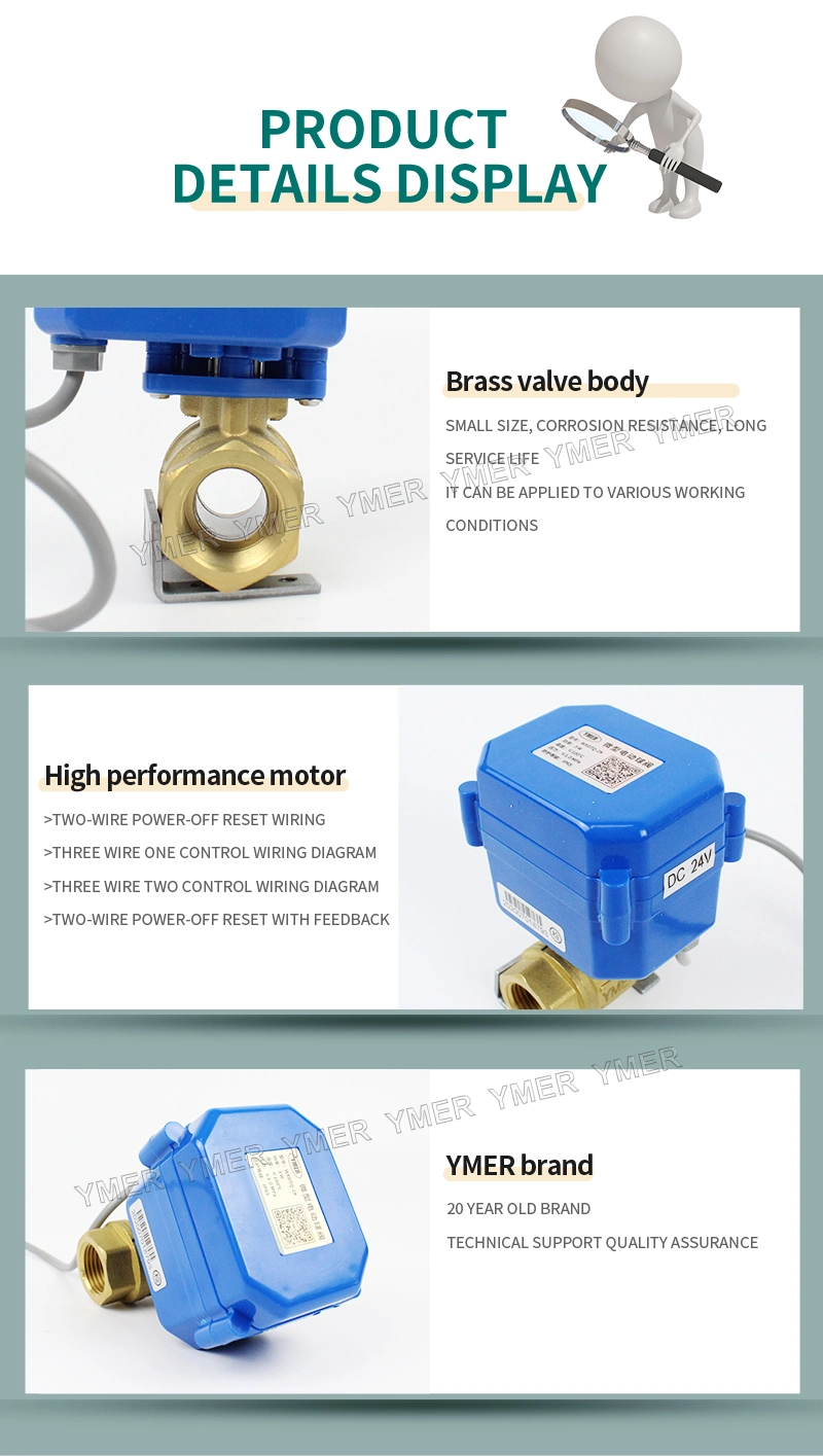 3/4inch DN20 AC12V DC12V Brass Mini Motorized Ball Valve for Water